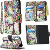 Voor Samsung Galaxy A70e Gekleurde Tekening Patroon Rits Horizontale Flip Leren Case met Houder & Kaartsleuven & Portemonnee (Boom)