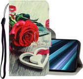 Voor Sony Xperia XZ4 3D Gekleurde Tekening Horizontale Flip PU Leren Case met Houder & Kaartsleuven & Portemonnee (Rode Roos)