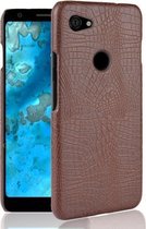 Schokbestendige krokodillentextuur pc + PU-hoes voor Google Pixel 3a (bruin)