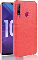 Schokbestendige krokodiltextuur pc + PU-hoes voor Huawei Honor 10i / 20i (rood)