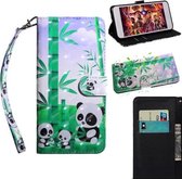 3D-schilderijpatroon Gekleurde tekening Horizontaal Flip TPU + PU lederen tas met houder & kaartsleuven & portemonnee voor Nokia 1 Plus (Bamboo Panda)