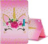 Voor Amazon Kindle Fire HD10 Gekleurde Tekening Patroon Horizontale Flip Leren Case met Houder & Kaartsleuf & Portemonnee (Eenhoorn Met Bloemen)