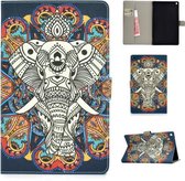 Voor Amazon Kindle Fire HD 10 2017 Gekleurde tekening Patroon Horizontale flip PU lederen tas met houder & kaartsleuf & slaap- / wekfunctie (kleurrijke olifant)