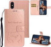 Voor iPhone XS Max Chai Dog Pattern Horizontale flip lederen hoes met beugel & kaartsleuf & portemonnee & lanyard (roségoud)