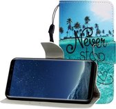 Voor Galaxy S8 Gekleurde Tekening Horizontale Flip Leren Case met Houder & Kaartsleuf & Portemonnee (Blue Coconut Grove)