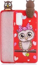 Voor Galaxy S20 + schokbestendige Cartoon TPU beschermhoes (rode uil)