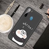 Voor Galaxy A11 Cartoon dier patroon schokbestendig TPU beschermhoes (zwarte panda)