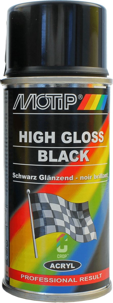 MoTip Zwart Hoogglans in Spuitbus 150ml - Kleinverpakking