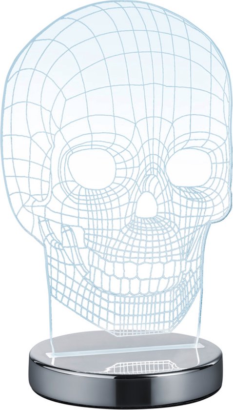 REALITY SKULL - Tafellamp - Chroom - incl. 1x SMD 7 W - Snoerschakelaar - Instelbare lichtkleur - Niet dimbaar
