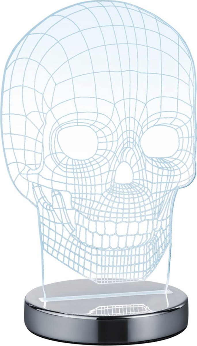 REALITY SKULL - Tafellamp - Chroom - incl. 1x SMD 7 W - Snoerschakelaar - Instelbare lichtkleur - Niet dimbaar