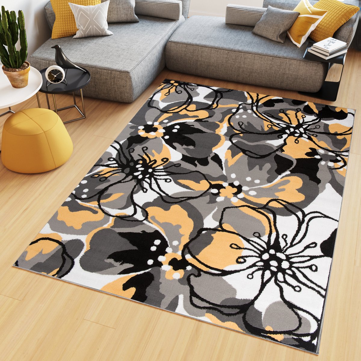Tapiso Maya Vloerkleed Geel Woonkamer Kleed Modern Tapijt Maat- 220x300