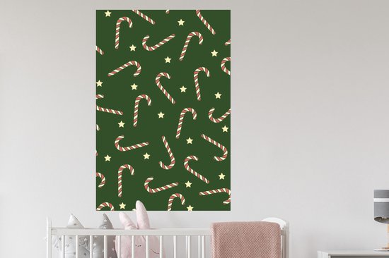 Stickers muraux - Noël - Canne en bonbon - Motif - 80x120 cm - Feuille adhésive