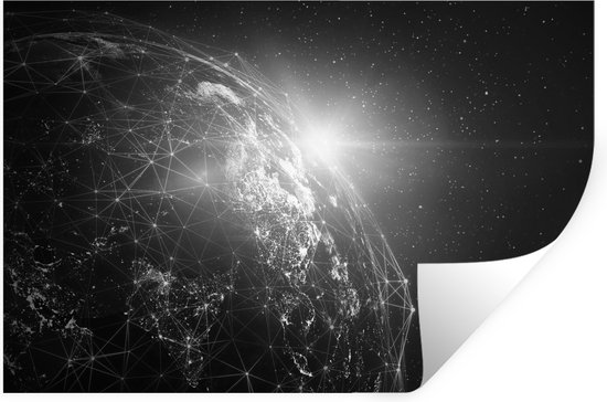 Stickers muraux - Terre - Etoiles - Ligne - 90x60 cm - Film adhésif