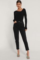 NA-KD Comfort Mom Vrouwen Jeans - Black - Maat EU 44