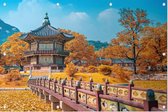 Het Gyeongbokgung paleis tijdens de herfst in Seoul - Foto op Tuinposter - 150 x 100 cm