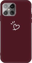 Three Dots Love-heart Pattern Frosted TPU beschermhoes voor iPhone 12 Mini (wijnrood)
