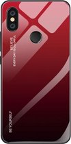 Voor Geschikt voor Xiaomi Redmi Note 5 Pro Gradient Color Glass Case (rood)