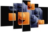 Glasschilderij Art - Oranje, Zwart, Grijs - 170x100cm 5Luik - Foto Op Glas - Geen Acrylglas Schilderij - 6000+ Glasschilderijen Collectie - Wanddecoratie