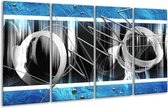 GroepArt - Glasschilderij - Modern - Blauw, Grijs, Wit - 160x80cm 4Luik - Foto Op Glas - Geen Acrylglas Schilderij - 6000+ Glasschilderijen Collectie - Wanddecoratie