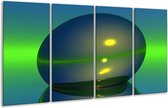 GroepArt - Glasschilderij - Abstract - Groen, Blauw, Geel - 160x80cm 4Luik - Foto Op Glas - Geen Acrylglas Schilderij - 6000+ Glasschilderijen Collectie - Wanddecoratie