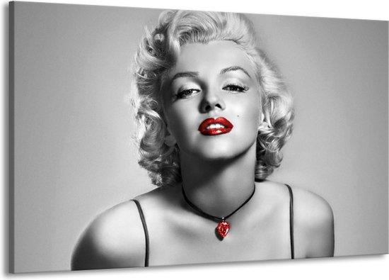 Canvas Schilderij Marilyn Monroe | Grijs, Zwart, Rood | | F006893