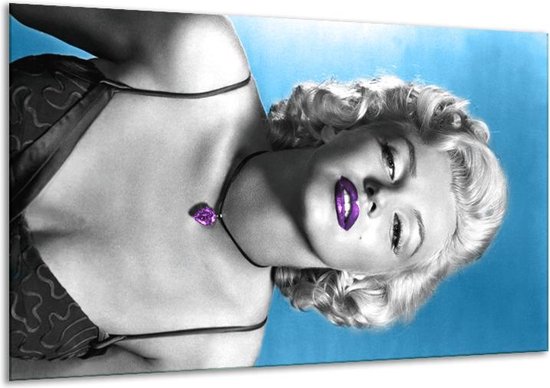 Canvas Schilderij Marilyn Monroe | Blauw, Grijs, Paars | | F006889