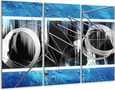 Glasschilderij Modern - Blauw, Grijs, Wit - 120x80cm 3Luik - Foto Op Glas - Geen Acrylglas Schilderij - GroepArt 6000+ Glas Art Collectie - Maatwerk Mogelijk
