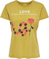 Jacqueline de Yong T-shirt Jdyelina Life S/s Print Top Jrs 15226492 Burnished Gold/snake Dames Maat - M