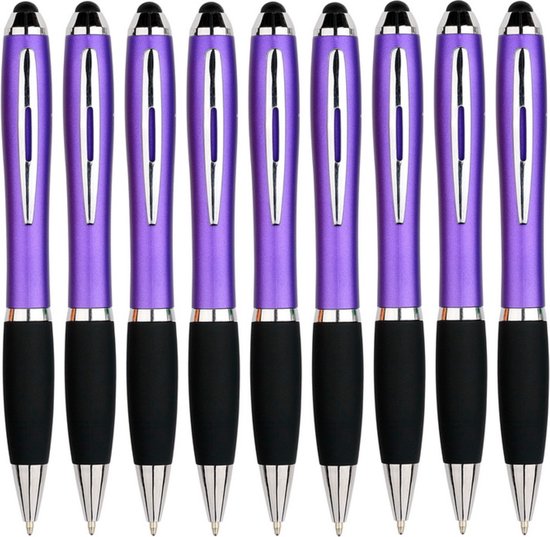 9 Stuks - Touch Pen - 2 in 1 Stylus Pen voor smartphone en tablet - Paars