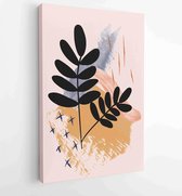 Earth tone boho foliage line art drawing with abstract shape 3 - Moderne schilderijen – Vertical – 1899757843 - 50*40 Vertical