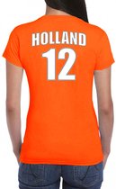 Oranje supporter t-shirt - rugnummer 12 - Holland / Nederland fan shirt / kleding voor dames XS