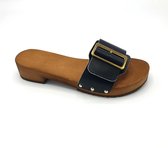 Houten sandalen zwart met gesp - DINA sandalen - 38