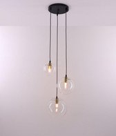 Hanglamp Nova Luce Mirale - rond 3lichts - 3xE27 -  helder glas goud zwart