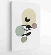 Earth tone natural colors foliage line art boho plants drawing with abstract shape 4 - Moderne schilderijen – Vertical – 1910090971 - 80*60 Vertical