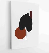 Earth tone natural colors foliage line art boho plants drawing with abstract shape 2 - Moderne schilderijen – Vertical – 1910090974 - 40-30 Vertical