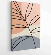 Botanical wall art vector set. Earth tone boho foliage line art drawing with abstract shape. 1 - Moderne schilderijen – Vertical – 1881805189 - 80*60 Vertical