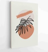 Botanical wall art vector set. Earth tone boho foliage line art drawing with abstract shape. 4 - Moderne schilderijen – Vertical – 1888031884 - 40-30 Vertical