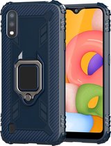 Samsung Galaxy A01 Hoesje - Mobigear - Armor Ring Serie - TPU Backcover - Blauw - Hoesje Geschikt Voor Samsung Galaxy A01