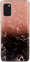 Samsung Galaxy A41 Hoesje - Mobigear - Marble Serie - TPU Backcover - Zwart / Roze - Hoesje Geschikt Voor Samsung Galaxy A41