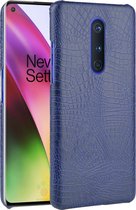 OnePlus 8 Hoesje - Mobigear - Croco Serie - Hard Kunststof Backcover - Blauw - Hoesje Geschikt Voor OnePlus 8