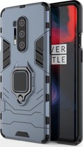 OnePlus 8 Pro Hoesje - Mobigear - Armor Ring Serie - Hard Kunststof Backcover - Blauw - Hoesje Geschikt Voor OnePlus 8 Pro