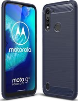 Motorola Moto G8 Power Lite Hoesje - Mobigear - Brushed Slim Serie - TPU Backcover - Blauw - Hoesje Geschikt Voor Motorola Moto G8 Power Lite