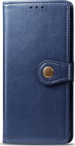 OnePlus 8 Hoesje - Mobigear - Snap Button Serie - Kunstlederen Bookcase - Blauw - Hoesje Geschikt Voor OnePlus 8