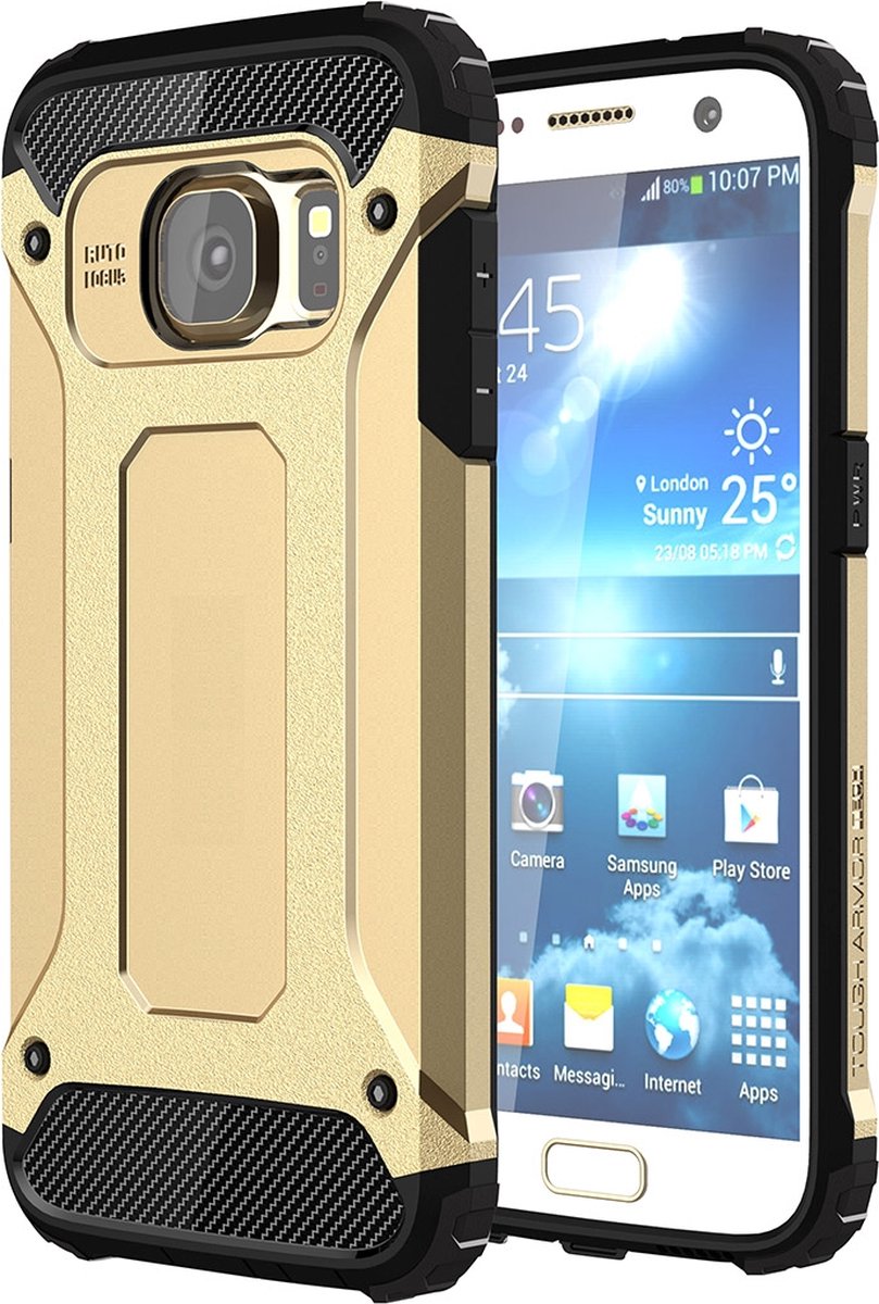 Mobigear Hoesje geschikt voor Samsung Galaxy S7 Telefoonhoesje Hardcase | Mobigear Outdoor Backcover Shockproof | Schokbestendig Galaxy S7 Telefoonhoesje | Anti Shock Proof - Goud