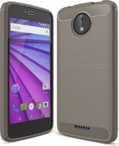 Motorola Moto C Plus Hoesje - Mobigear - Brushed Slim Serie - TPU Backcover - Grijs - Hoesje Geschikt Voor Motorola Moto C Plus