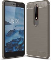 Nokia 6.1 Hoesje - Mobigear - Brushed Serie - TPU Backcover - Grijs - Hoesje Geschikt Voor Nokia 6.1
