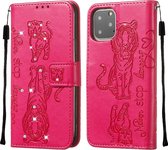 Apple iPhone 11 Pro Hoesje - Mobigear - Cat and Dog Serie - Kunstlederen Bookcase - Magenta - Hoesje Geschikt Voor Apple iPhone 11 Pro