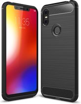Motorola One Hoesje - Mobigear - Brushed Serie - TPU Backcover - Zwart - Hoesje Geschikt Voor Motorola One