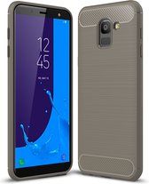 Samsung Galaxy J6 (2018) Hoesje - Mobigear - Brushed Slim Serie - TPU Backcover - Grijs - Hoesje Geschikt Voor Samsung Galaxy J6 (2018)