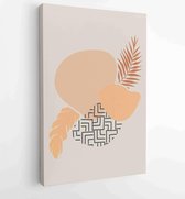 Botanical wall art vector set. Earth tone boho foliage line art drawing with abstract shape 2 - Moderne schilderijen – Vertical – 1887340201 - 50*40 Vertical